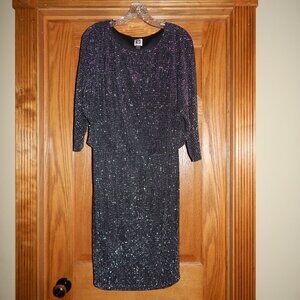 Size 8 Anne Klein Black Silver Sparkle Shimmer Special Occasion Party Dress